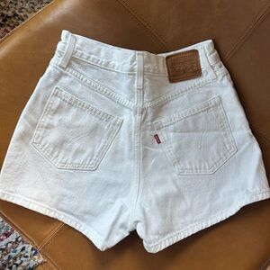 Levi’s High Waisted White Denim Shorts